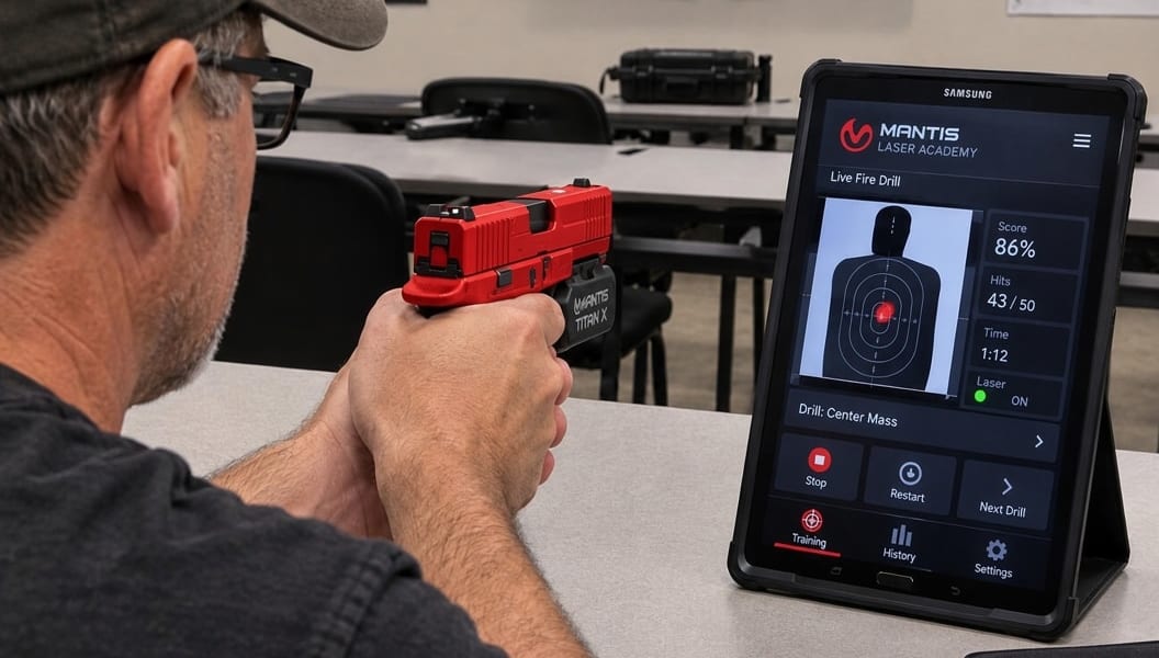 Student shooting confidently at an outdoor live-fire range after completing classroom laser training preparation